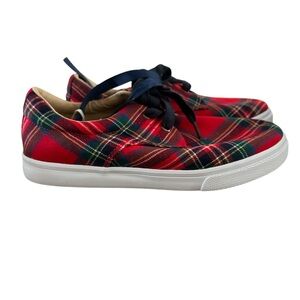 Janie and Jack Red and Blue Sneakers Vibrant Plaid Design
